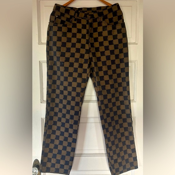 FENDI $1500 JEANS Jacquard Check Logo 8/10 (IT47) 32”waist - Picture 3 of 13